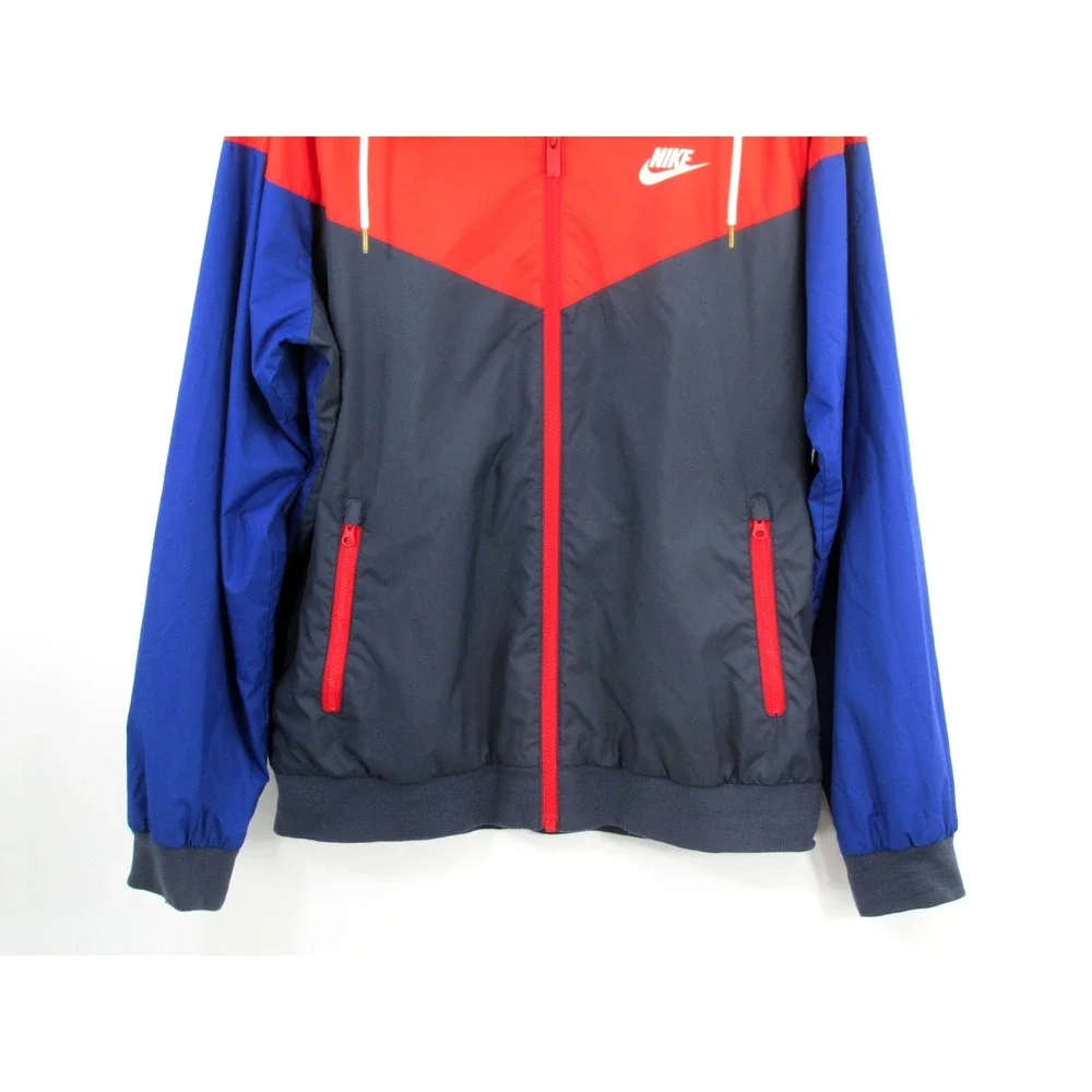 2016 NIKE Hoodie Windbreaker Jacket Men Med Color Block Nike Swoosh Zip Pockets